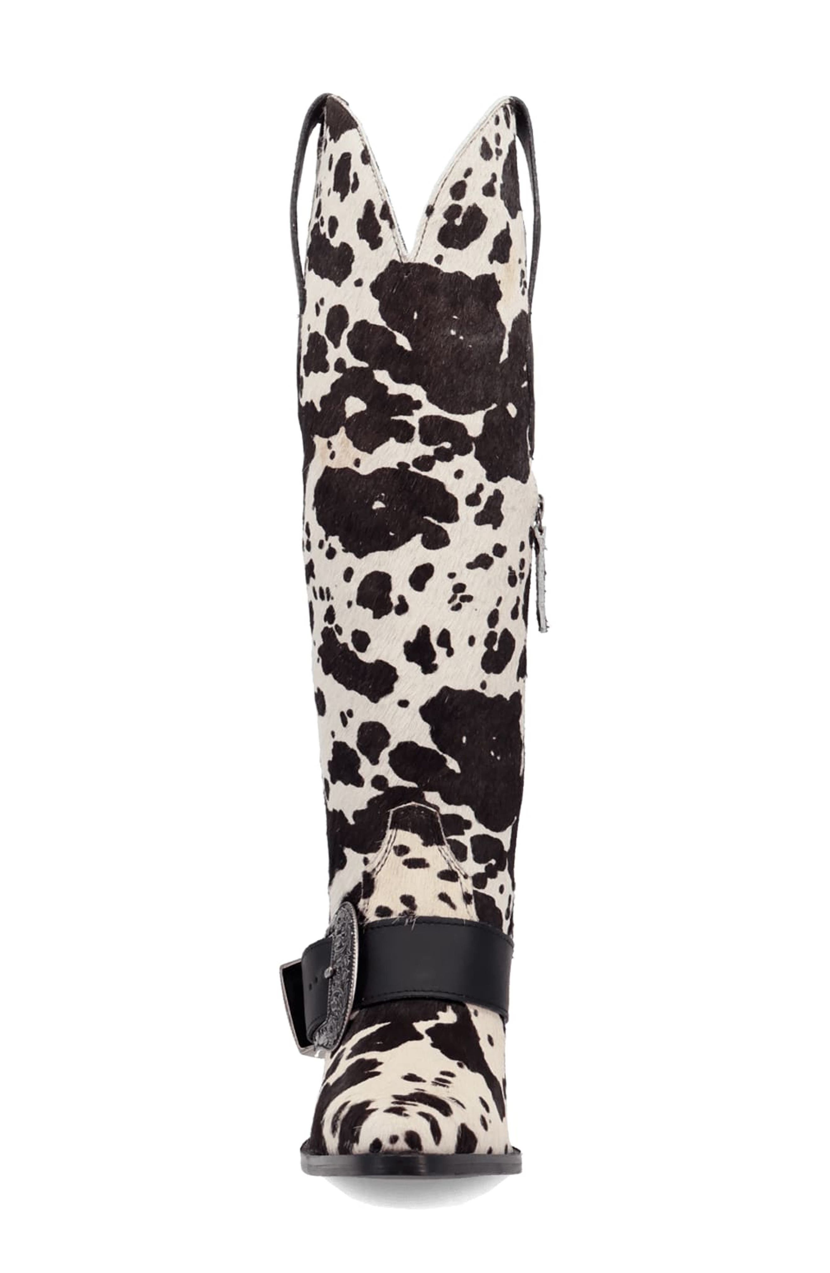 Dingo Spur Crazy Genuine Calf Hair Over the Knee Boot, Alternate, color, Cow Print