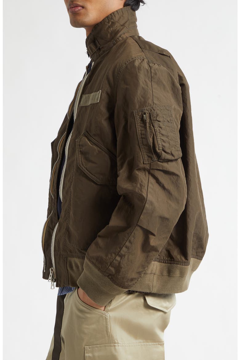 Treated Nylon Twill Jacket, Alternate, color, DARK KHAKI
