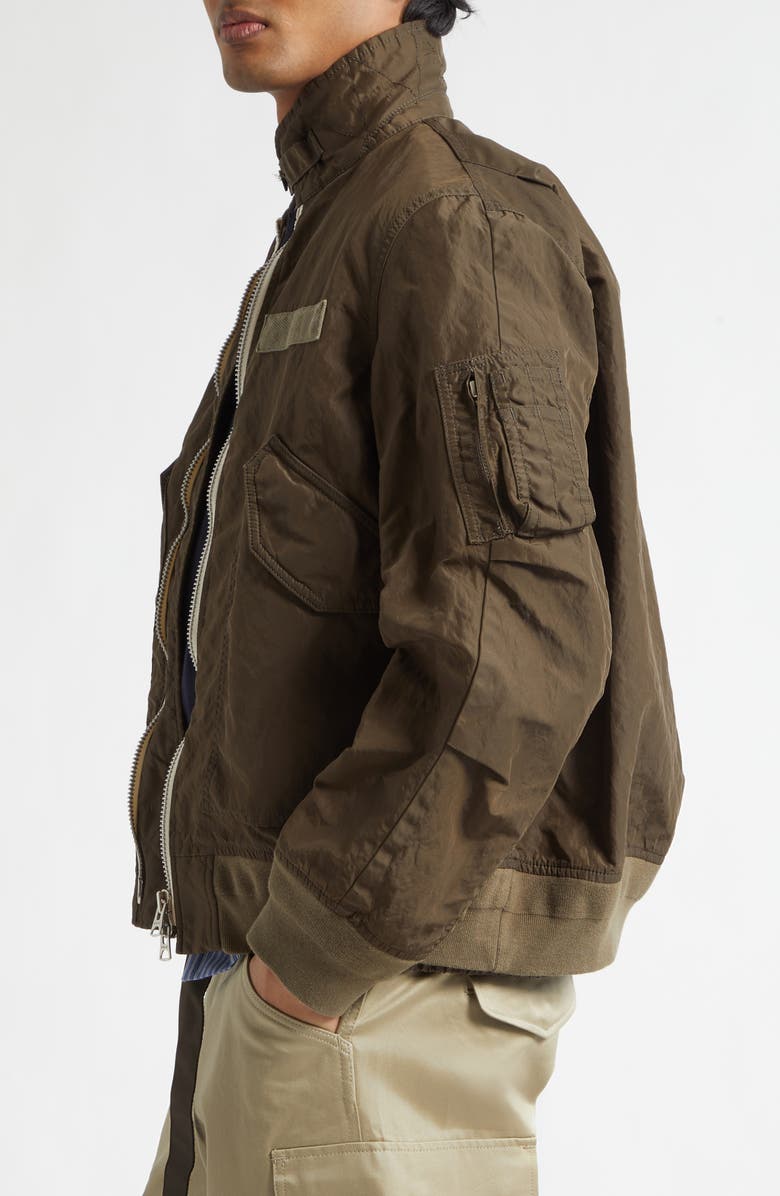 Sacai Treated Nylon Twill Jacket, Alternate, color, Dark Khaki