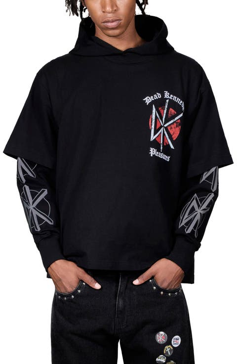 Dead Kennedys Studded Layered Look Graphic Hoodie