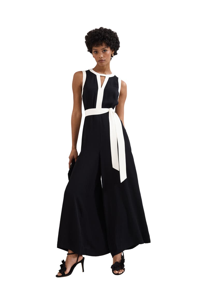 Elowen Wide Leg Jumpsuit, Main, color, Black/Ivory