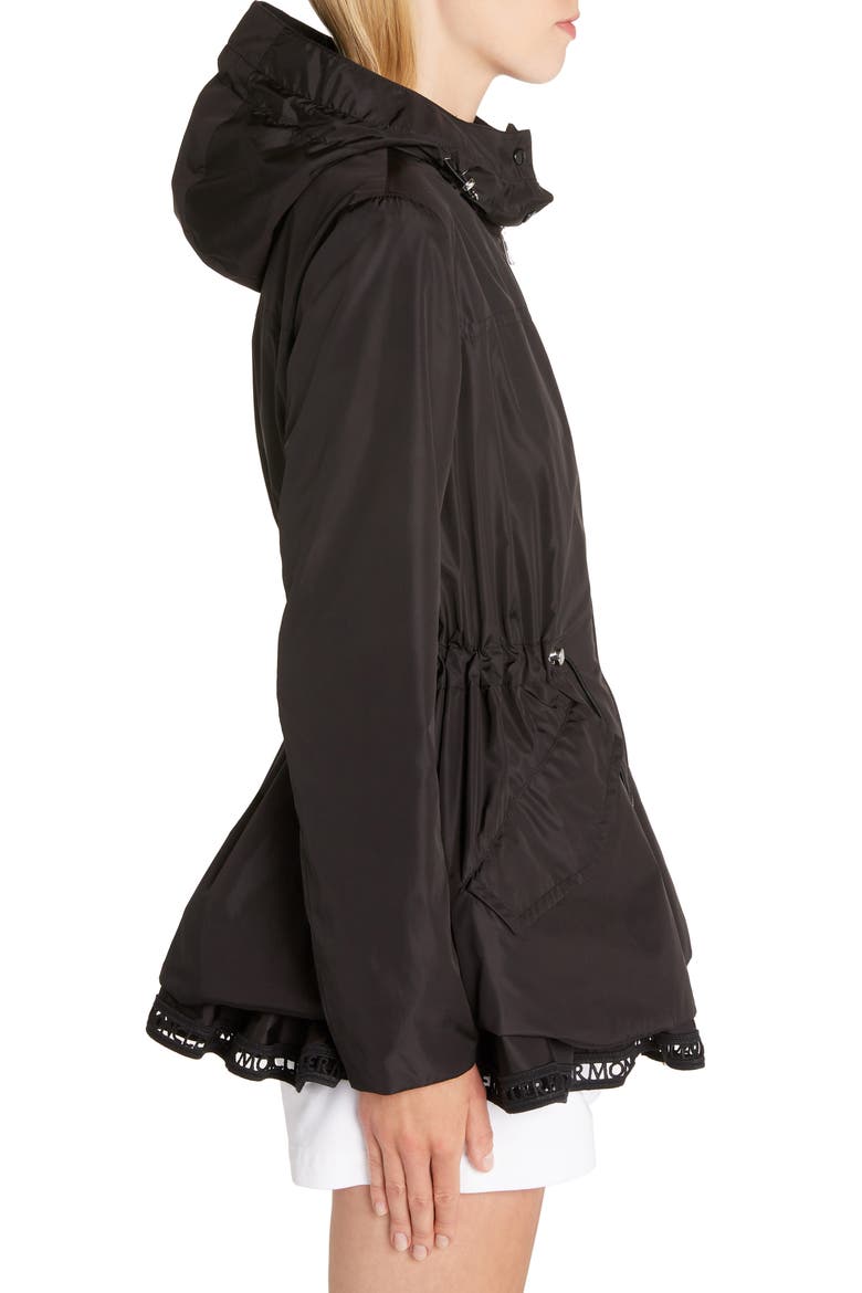 Loty Cinch Waist Rain Jacket, Alternate, color, BLACK