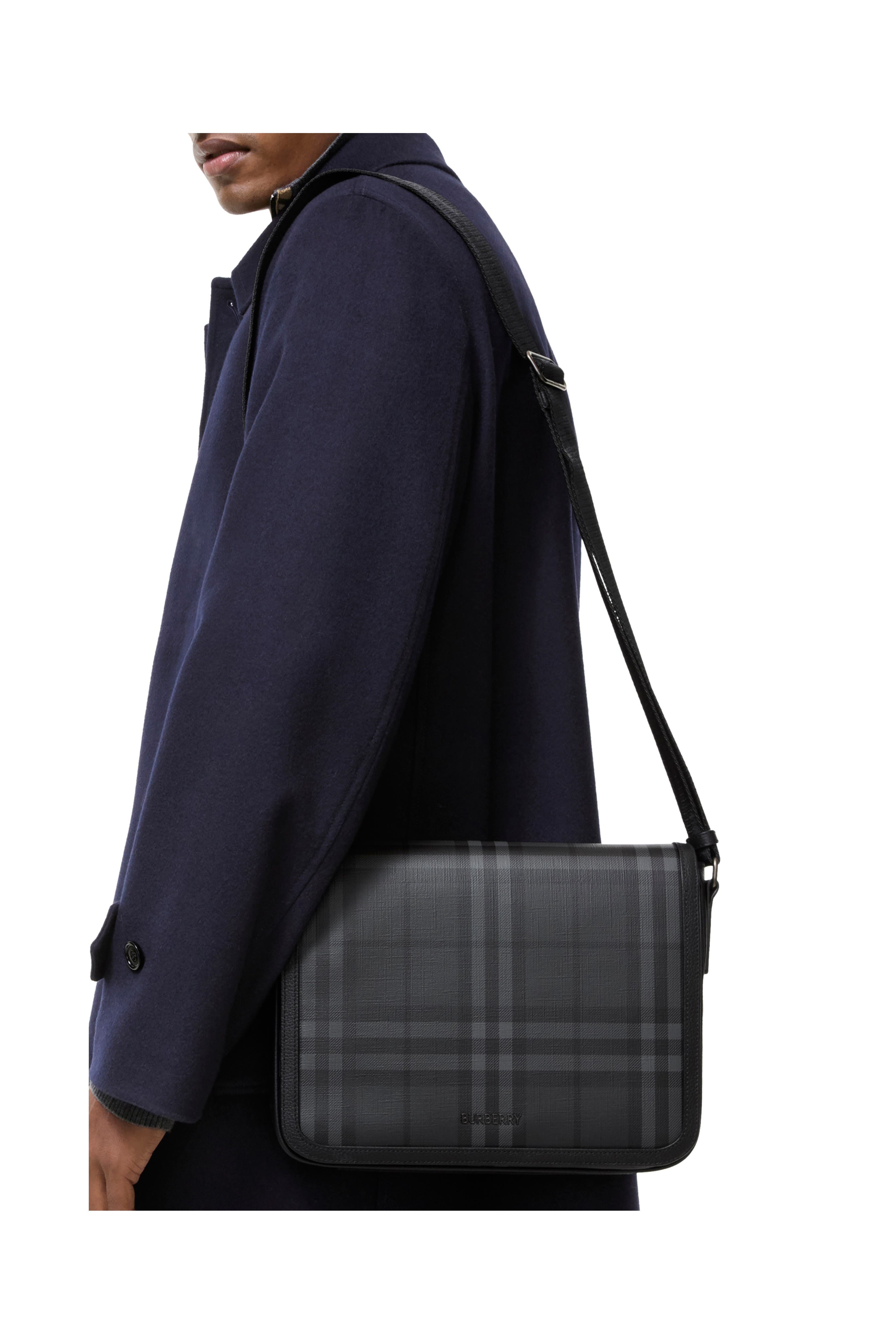 City Check Messenger Bag, Alternate, color, Iron grey