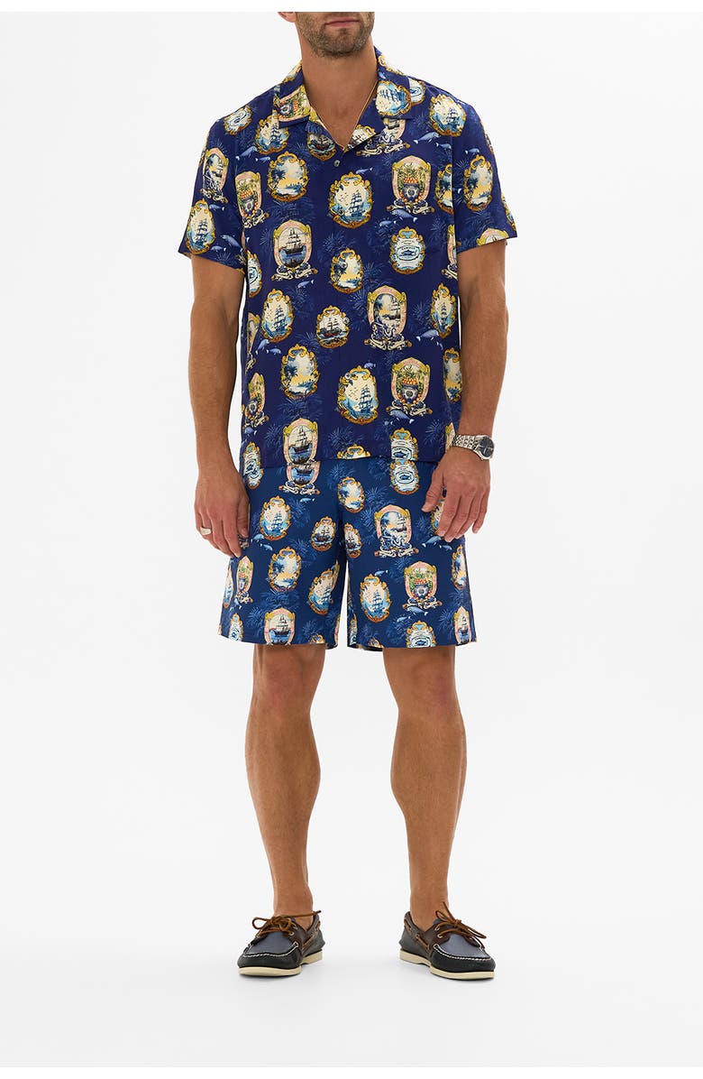 Hotel Franks By Camilla Mid Length Trail Short With Fixed Waist Song Of Saint Anthony, Main, color, Song Of Saint Anthony