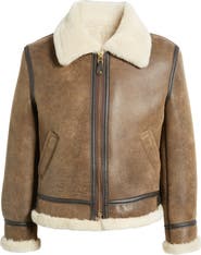 Schott NYC Genuine Shearling & Leather Bomber Jacket