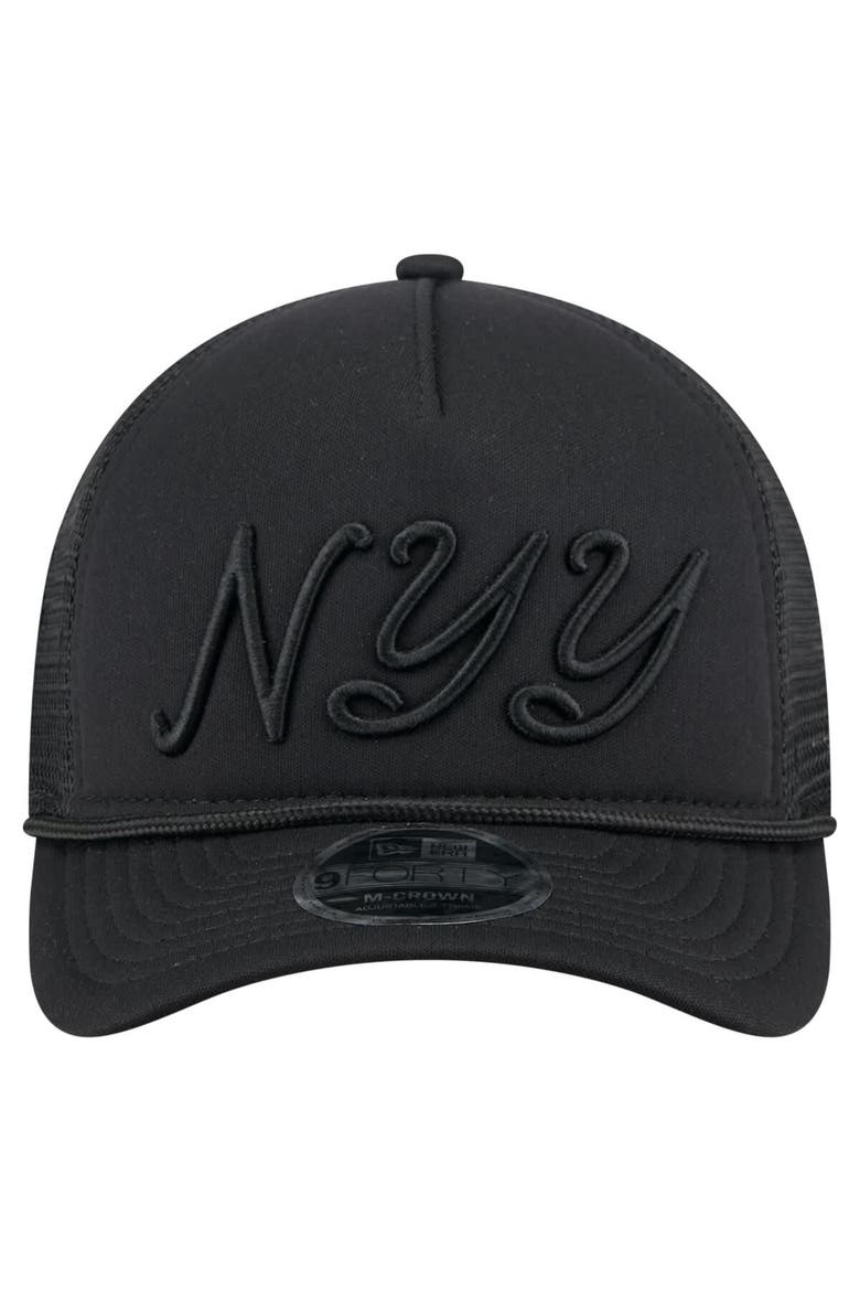 Men's New Era Black New York Yankees City Initial 9FORTY A-Frame M-Crown Adjustable Trucker Hat, Alternate, color, Black