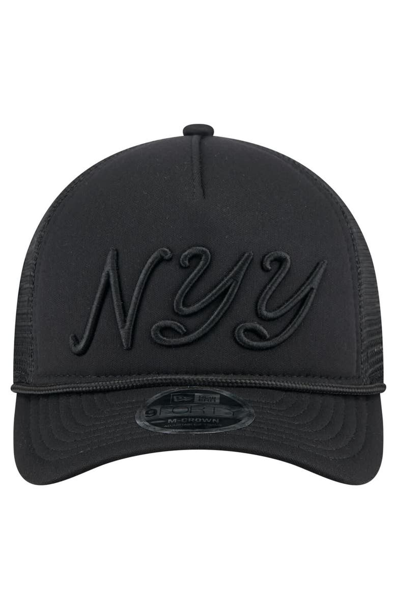New Era Men's New Era Black New York Yankees City Initial 9FORTY A-Frame M-Crown Adjustable Trucker Hat, Alternate, color, Black