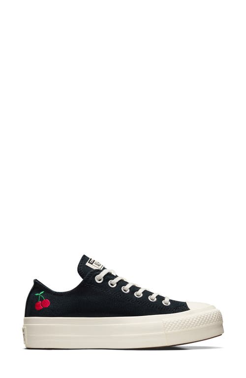 Converse Black Chuck Taylor All Star Lift Platform Cherries Low Top Sneakers