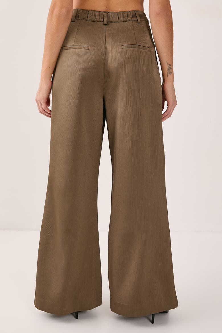 Satin Pleated Tailored Pants, Alternate, color, Olive