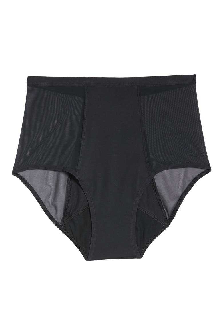 High Waist Period Moderate Absorbency Underwear, Alternate, color, BLACK
