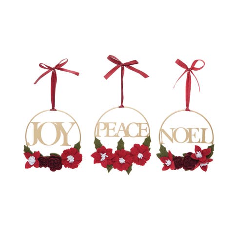 Joy Gold Hoop Ornament A/3