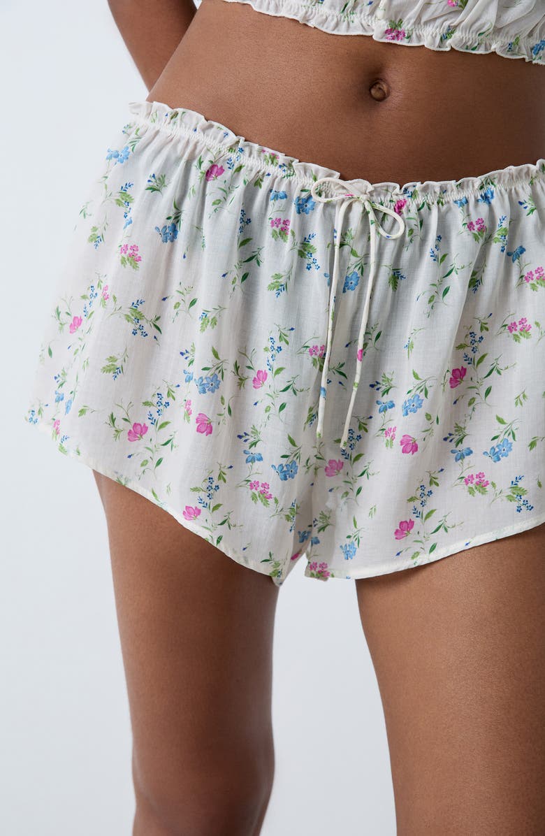 Etam Prati Floral Tap Shorts, Alternate, color, Imprime Fond Ecru