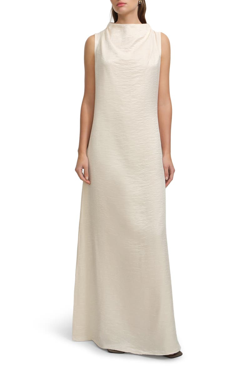 Senna Funnel Neck Gown, Main, color, PEARL