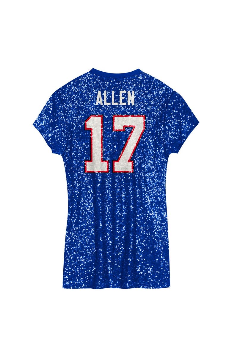 Outerstuff Girls Youth Josh Allen Royal Buffalo Bills Sequin Player Name & Number V-Neck Dress, Alternate, color, Royal
