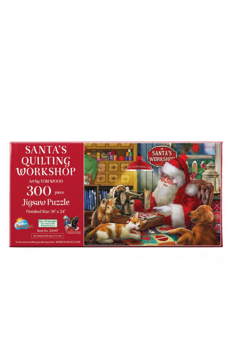 Sunsout Santa's Quilting Workshop 300 piece Jigsaw Puzzle for Adults, Alternate, color, Multicolor