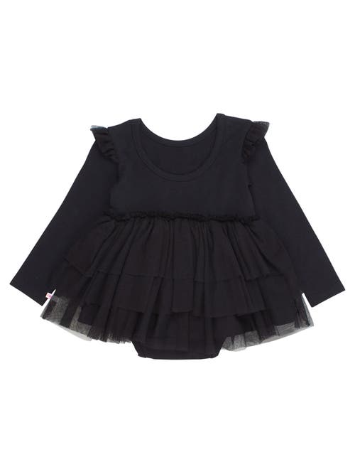Rufflebutts Baby Girls Flutter Tulle Long Sleeve Twirl Romper In Black