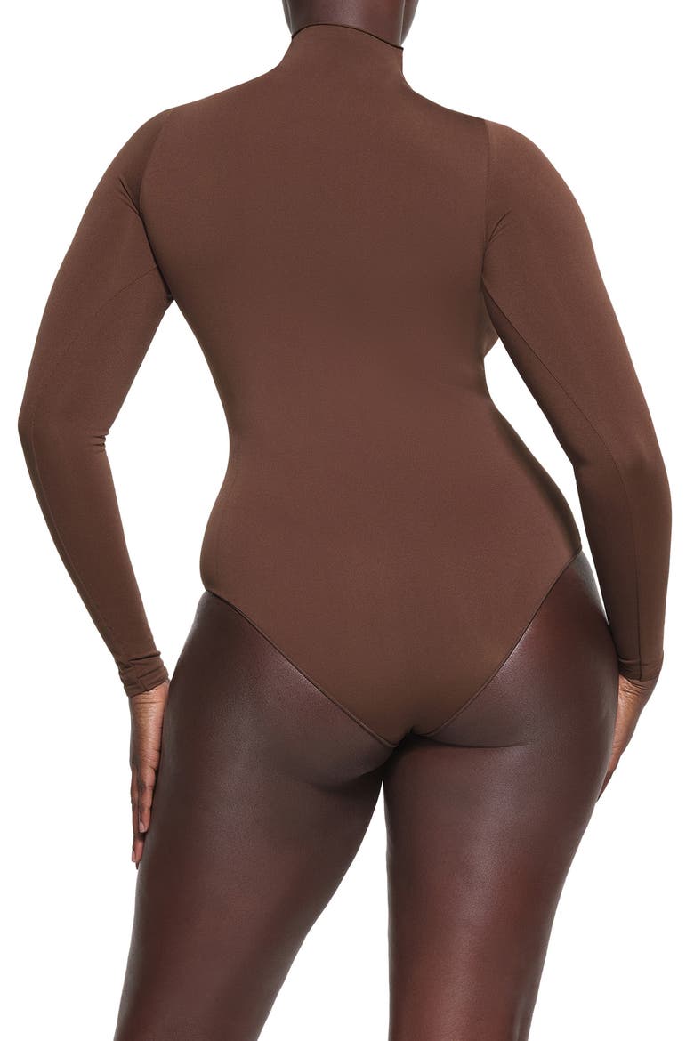 Essential Bodysuits Mock Neck Long Sleeve Bodysuit, Alternate, color, COCOA