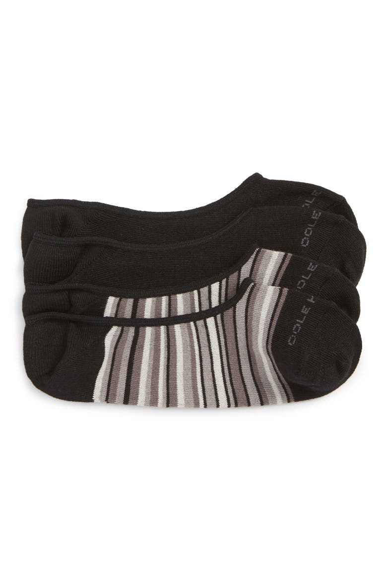 2-Pack Town Stripe No-Show Socks, Main, color, BLACK