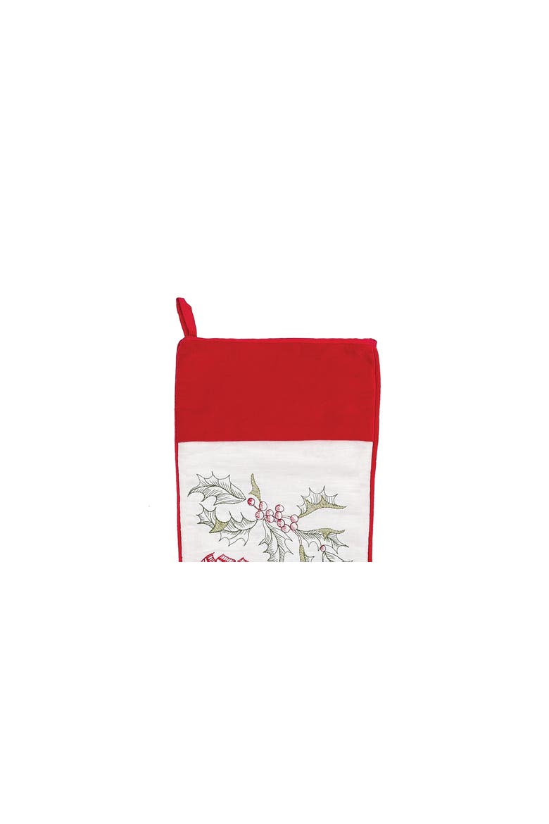 20" Wenham Holly "Merry Christmas" Script Embroidered Hanging Large XMAS Stocking, Alternate, color, Red