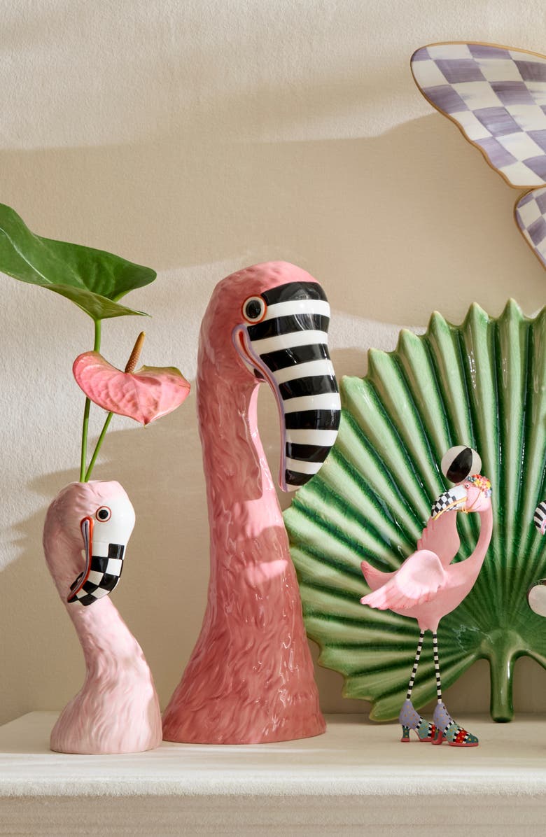 MACKENZIE CHILDS Patience Brewster Sheldon Flamingo Ceramic Bud Vase, Alternate, color, Pink