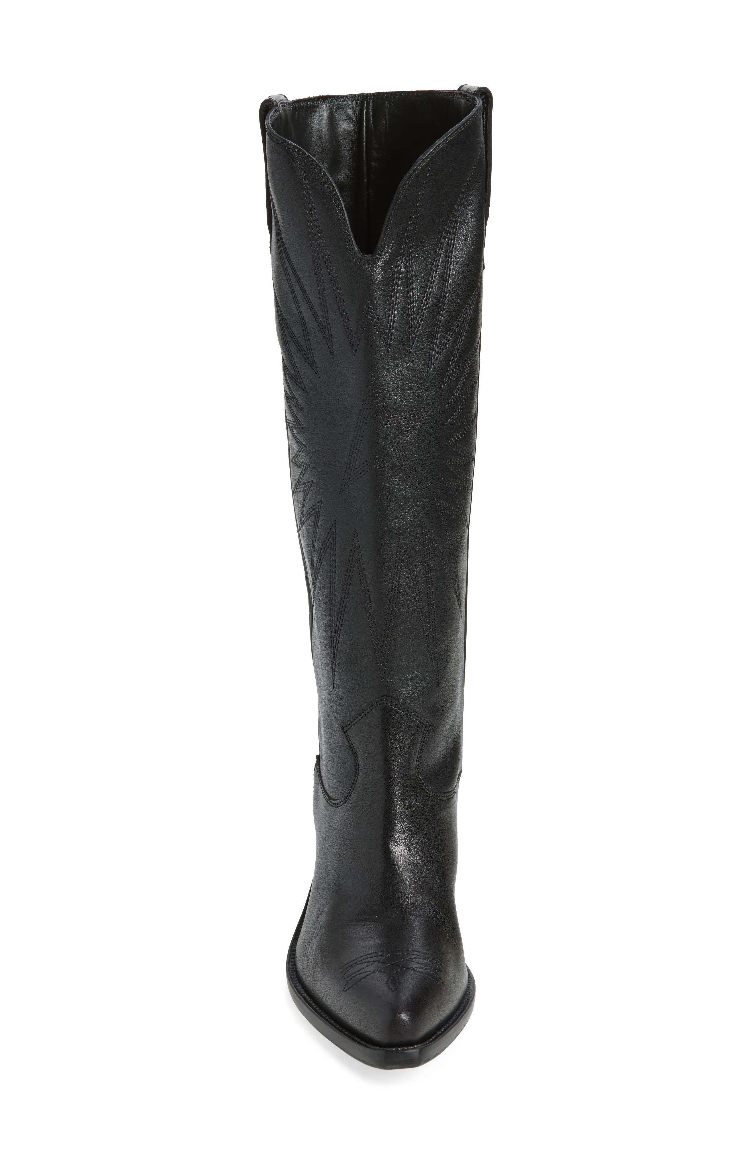 Wish Star Leather Western Boot, Alternate, color, BLACK