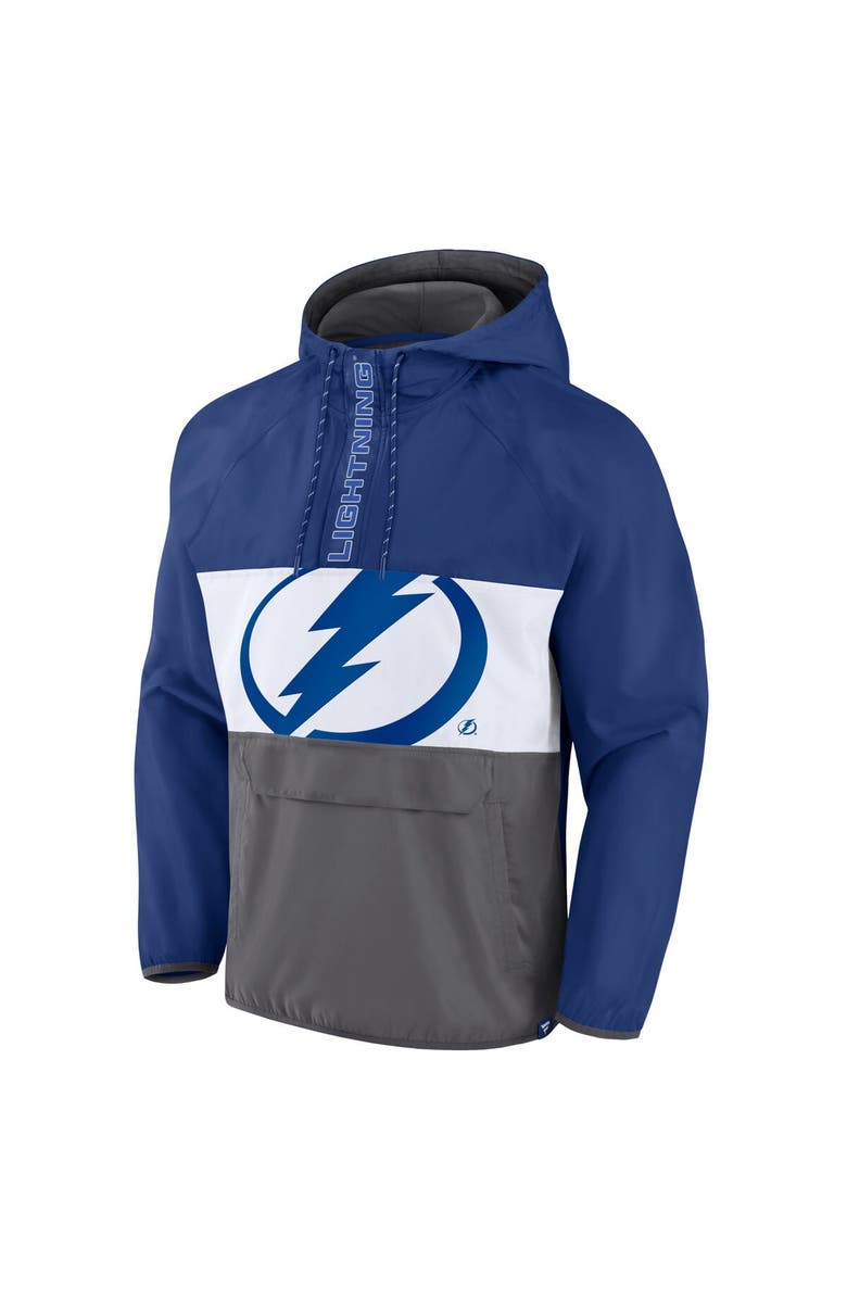 FANATICS Men's Fanatics Branded Blue Tampa Bay Lightning Flagrant Foul Anorak Raglan Half-Zip Hoodie Jacket, Alternate, color, Blue