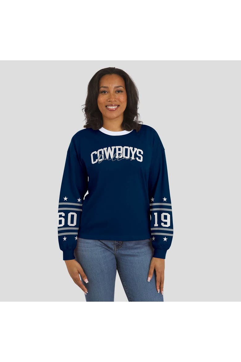 Women's WEAR by Erin Andrews  Navy Dallas Cowboys Sport Long-Sleeve T-Shirt, Alternate, color, Navy