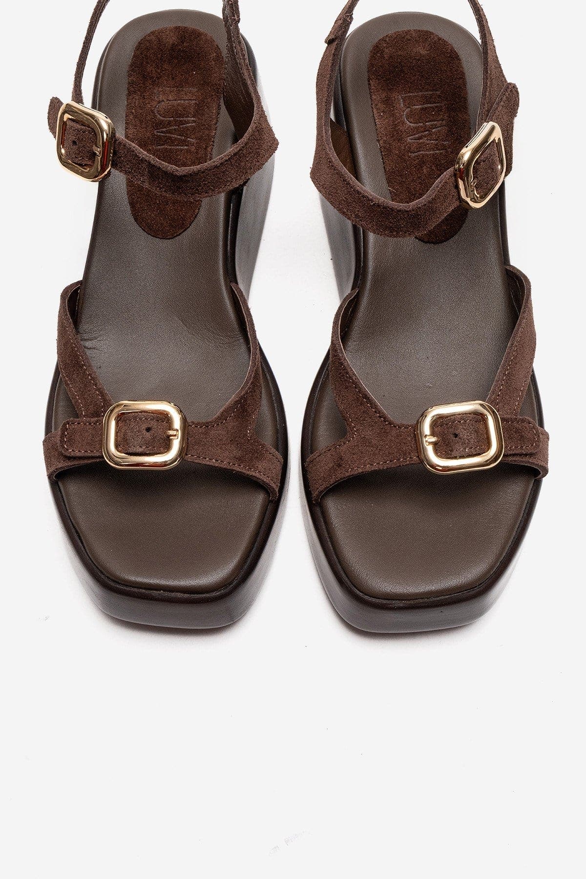 Forever & Always Shoes Kalia Leather Wedge Sandal, Alternate, color, Brown Suede