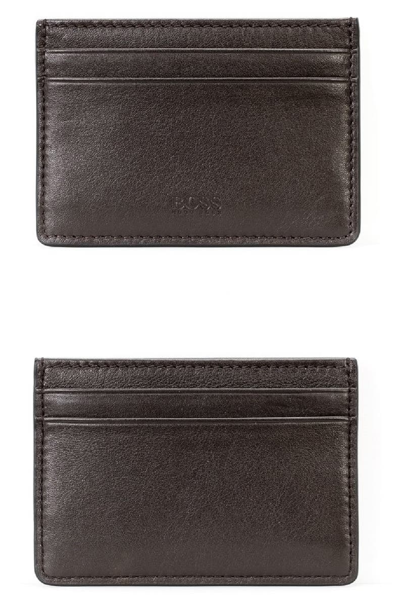 BOSS Majestic Leather Card Case, Main, color, 