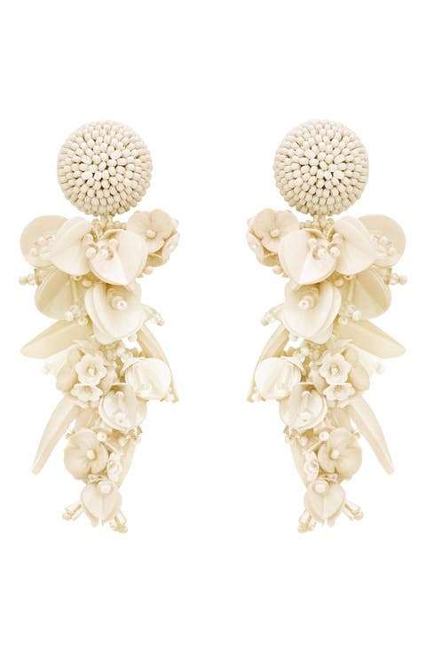 Floral Clip-On Chandelier Earrings