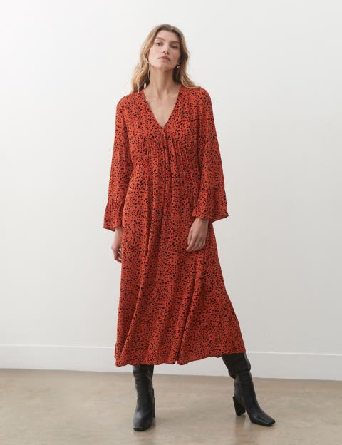Laura V-Neck Animal Print Midi Dress