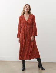 Finery London Laura V-Neck Animal Print Midi Dress