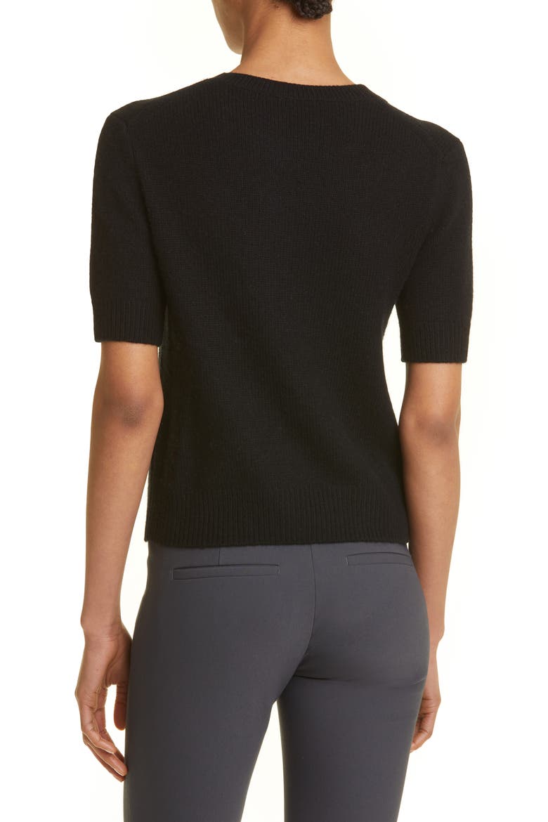 Short Sleeve Wool & Cashmere Sweater, Alternate, color, BLACK