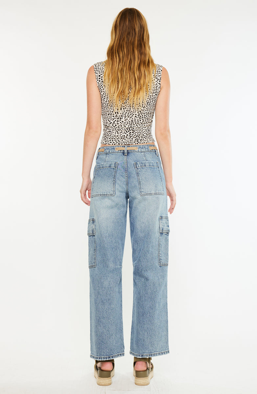 Kancan Katie Low-slung Baggy Cargo Jeans In Blue