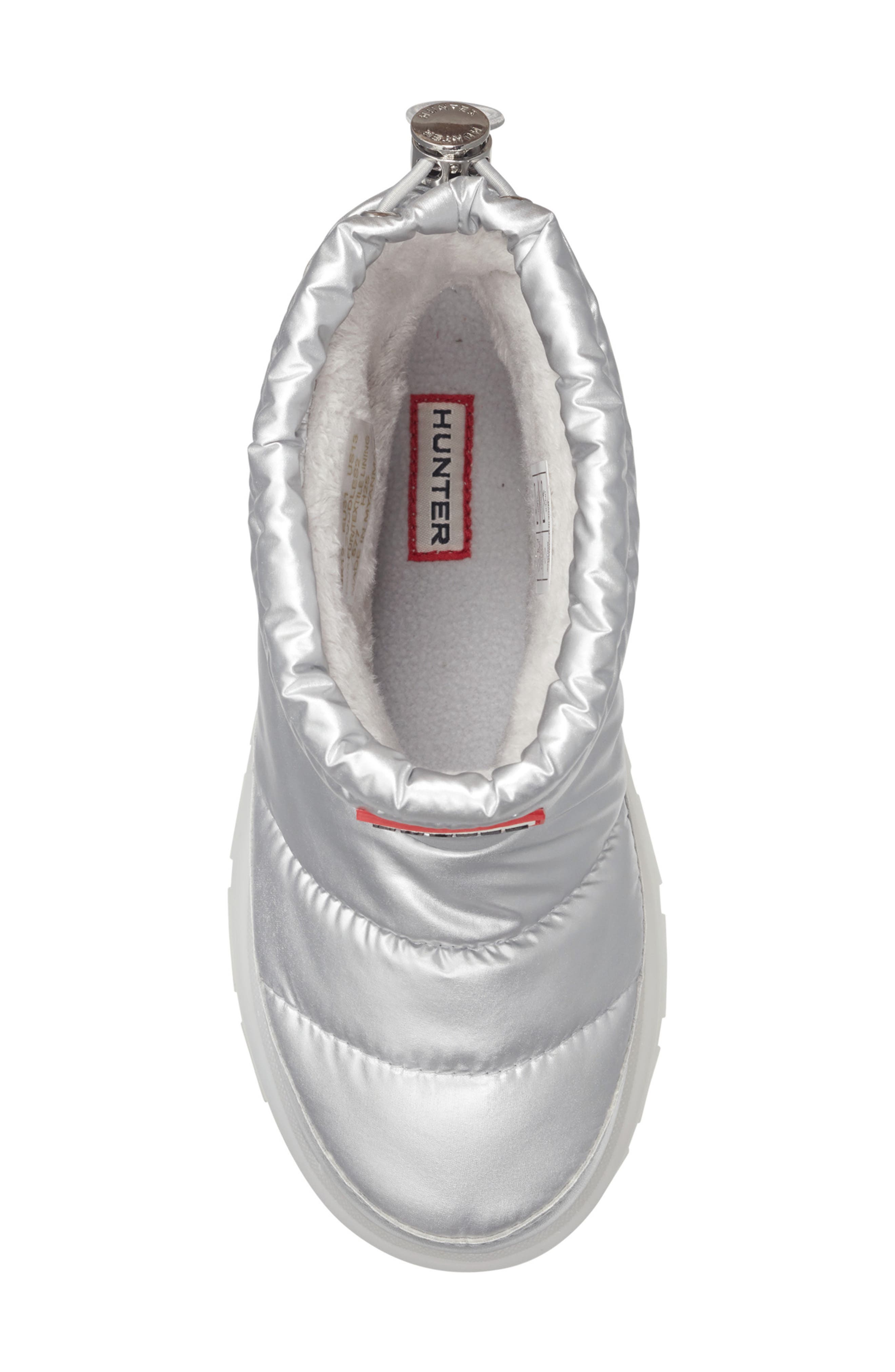 Hunter Kids' Cuddle Lug Sole Insulated Waterproof Snow Boot, Alternate, color, Silver/Silver