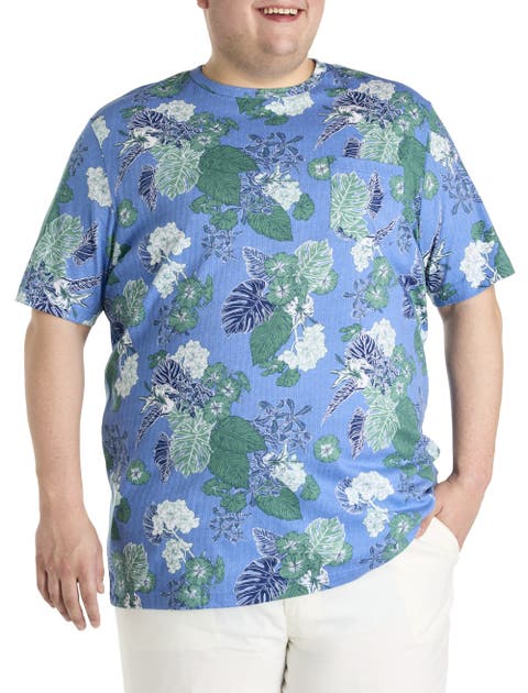 Big & Tall Floral Print Moisture-Wicking Pocket T-Shirt