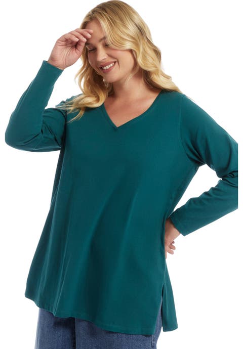 Long Sleeve V Neck One + Only Tunic (plus)