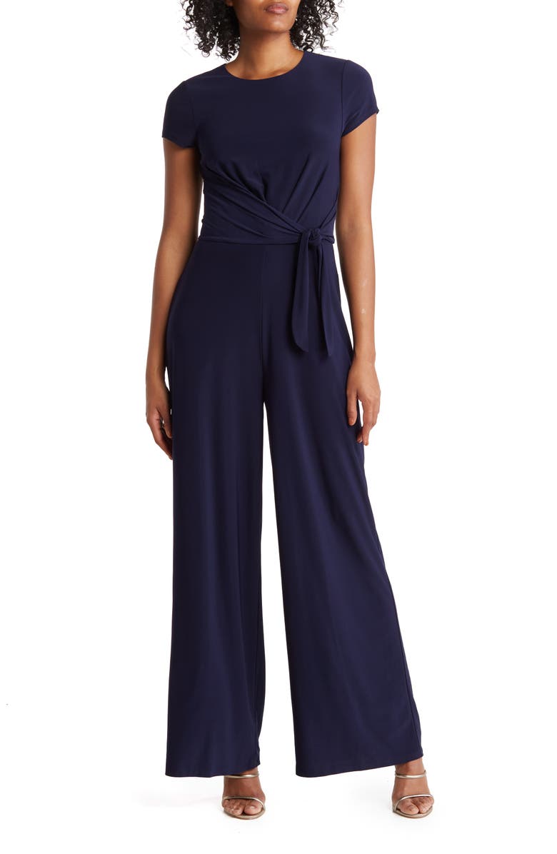 Vince Camuto Ity Side Waist Tie Jumpsuit, Main, color, Navy
