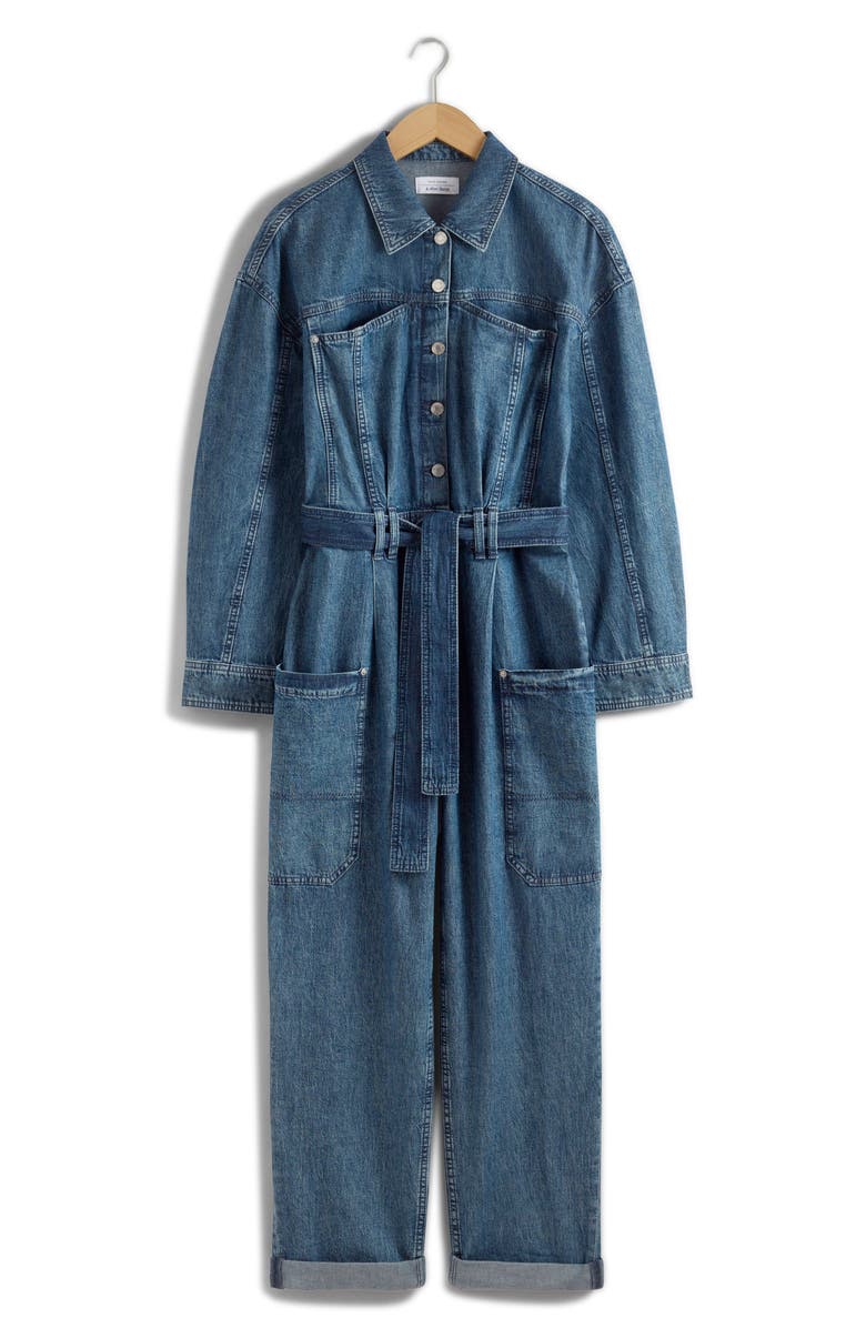 & Other Stories Long Sleeve Denim Jumpsuit, Alternate, color, Blue Medium