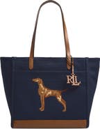 Lauren Ralph Lauren Camryn Large Embroidered Canvas Tote