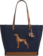 Lauren Ralph Lauren Camryn Large Embroidered Canvas Tote