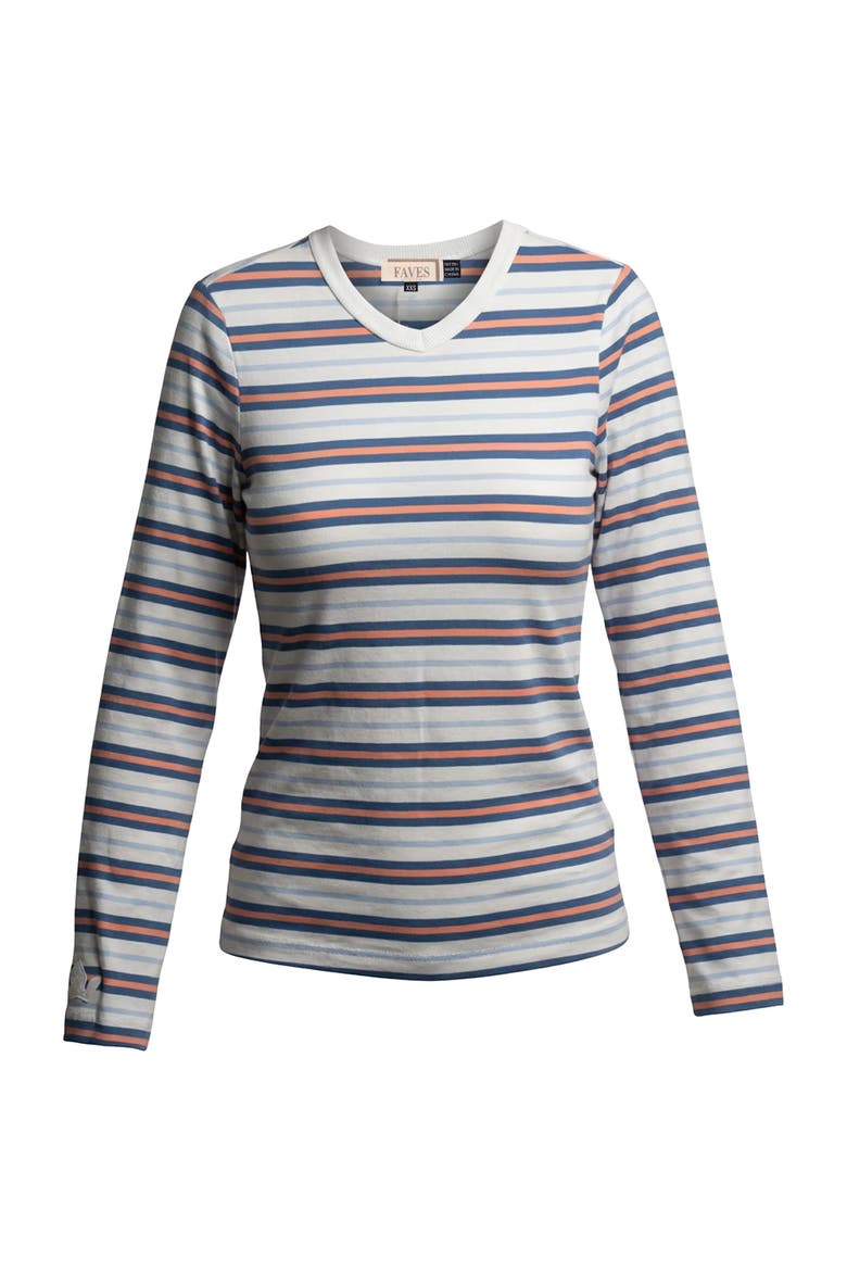 Long Sleeve Ribbed V-Neck Tee, Main, color, Coral