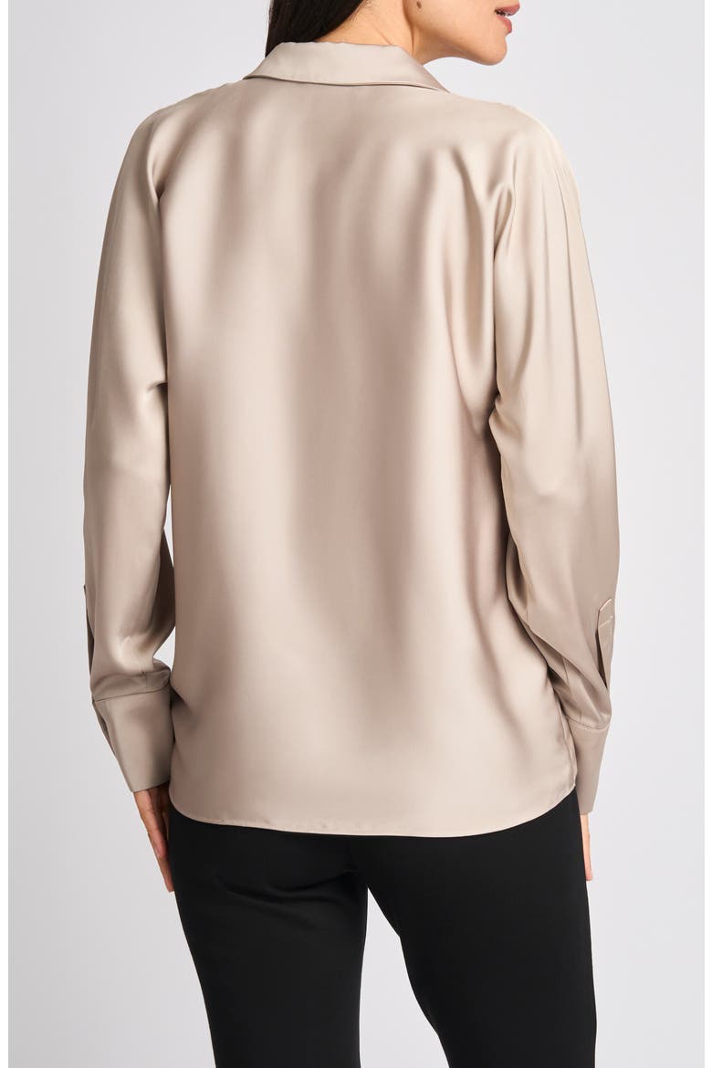 Long Sleeve Button Front Satin Shirt, Alternate, color, PURE CASHMERE
