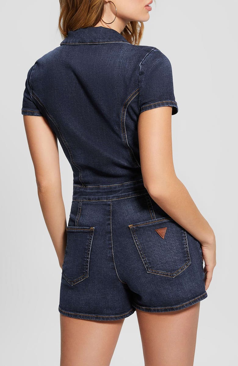 GUESS Janae Denim Romper, Alternate, color,