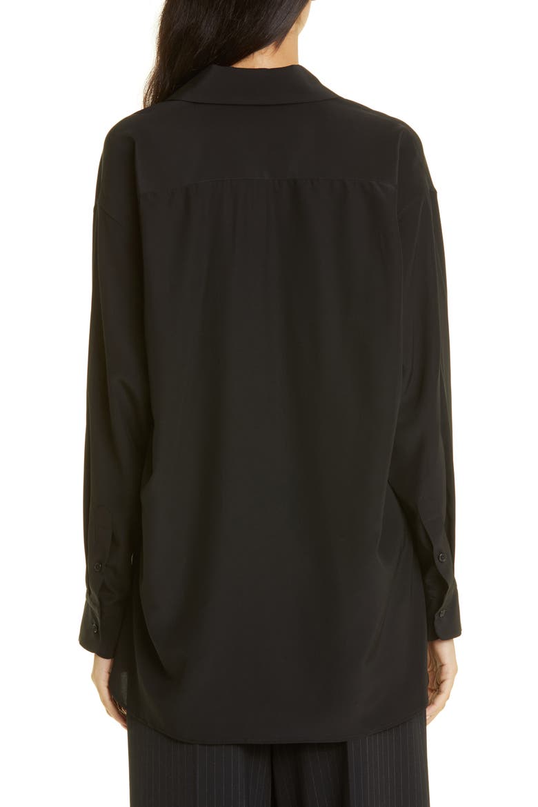 Julien Silk Button-Up Shirt, Alternate, color, BLACK