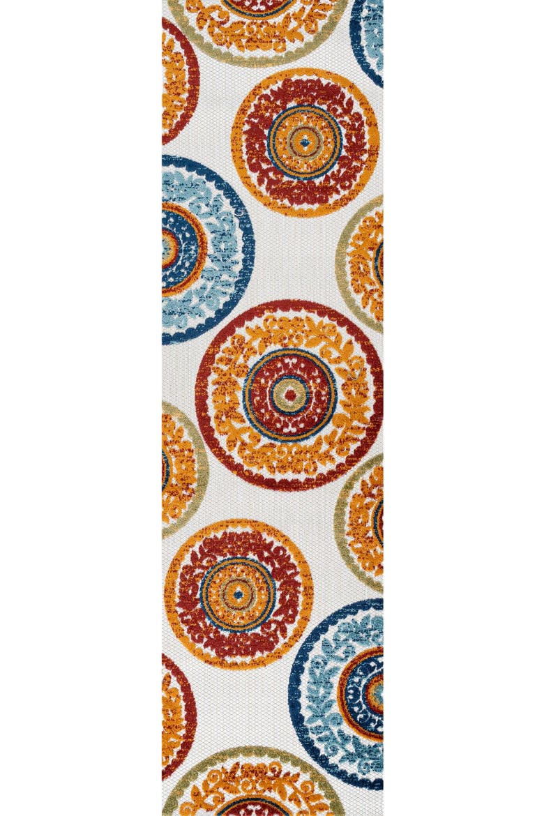 Circus Medallion High-Low Indoor/Outdoor Area Rug, Alternate, color, Red/Blue