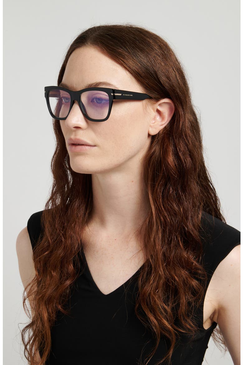 53mm Square Optical Glasses, Alternate, color, BLACK/ VIOL SP