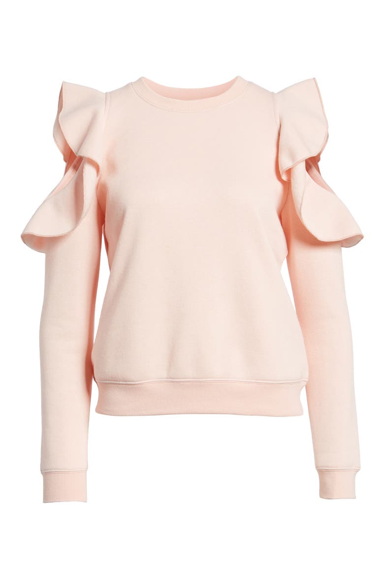Gracie Cold Shoulder Sweatshirt, Alternate, color, LIGHT PINK