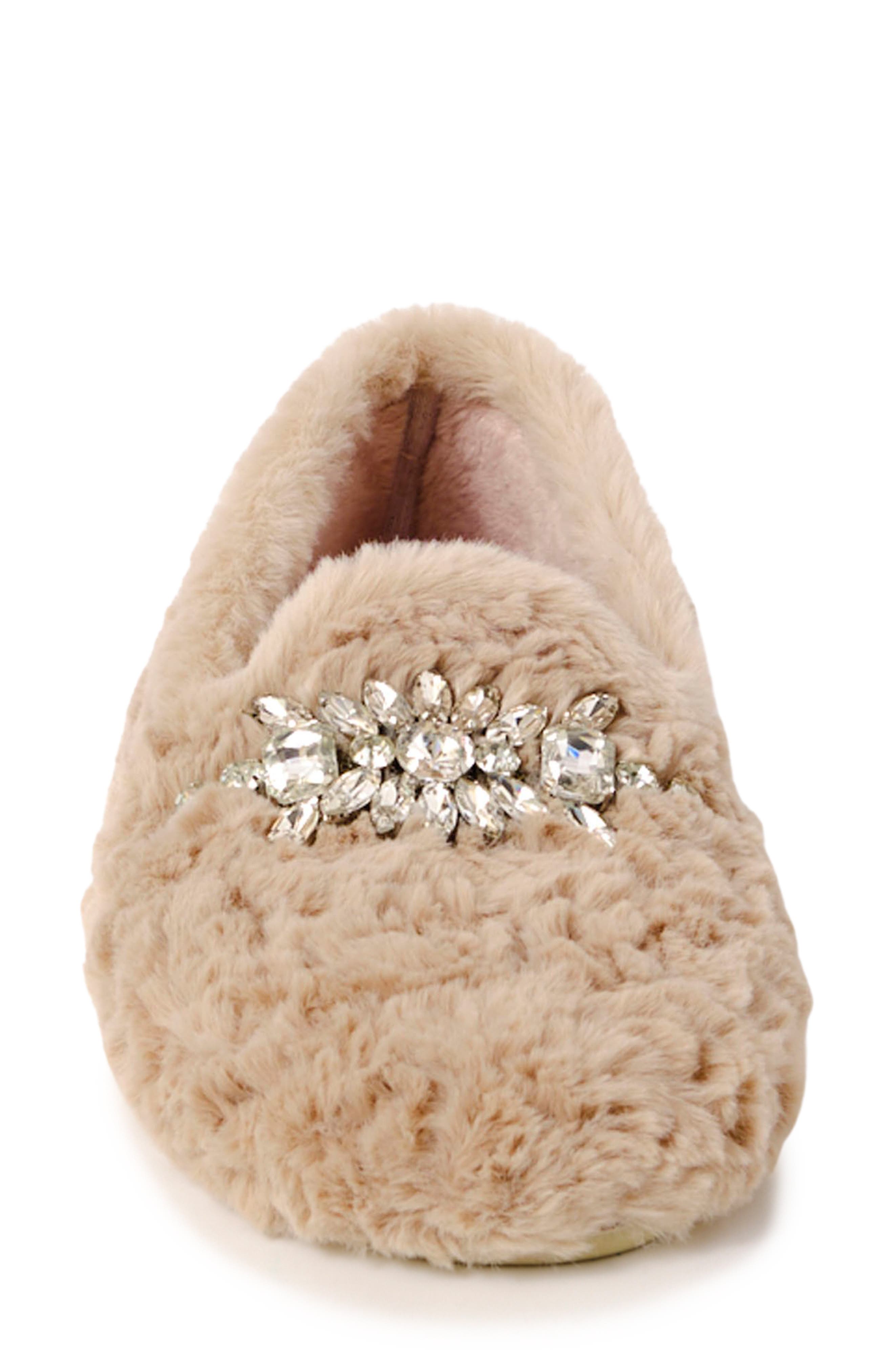 Free People Slumber Party Faux Fur Loafer Slipper, Alternate, color, Parchment