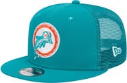 New Era Men's New Era Aqua Miami Dolphins Throwback Main Trucker 9FIFTY Snapback Hat